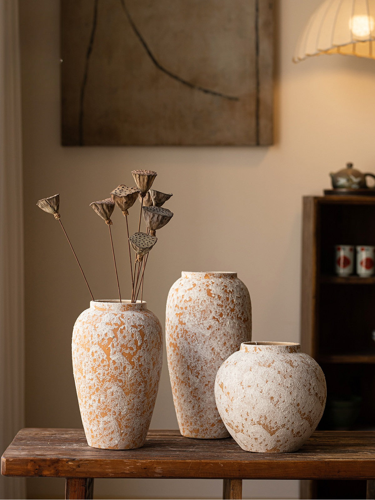 Wabi Sabi Ceramic Jar Vase New Chinese Jingdezhen Rough Pottery for Dried Flower Table Decor