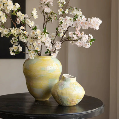 Hand Painted Wabi Sabi Ceramic Vase Minimalist New Chinese Style Home Decor