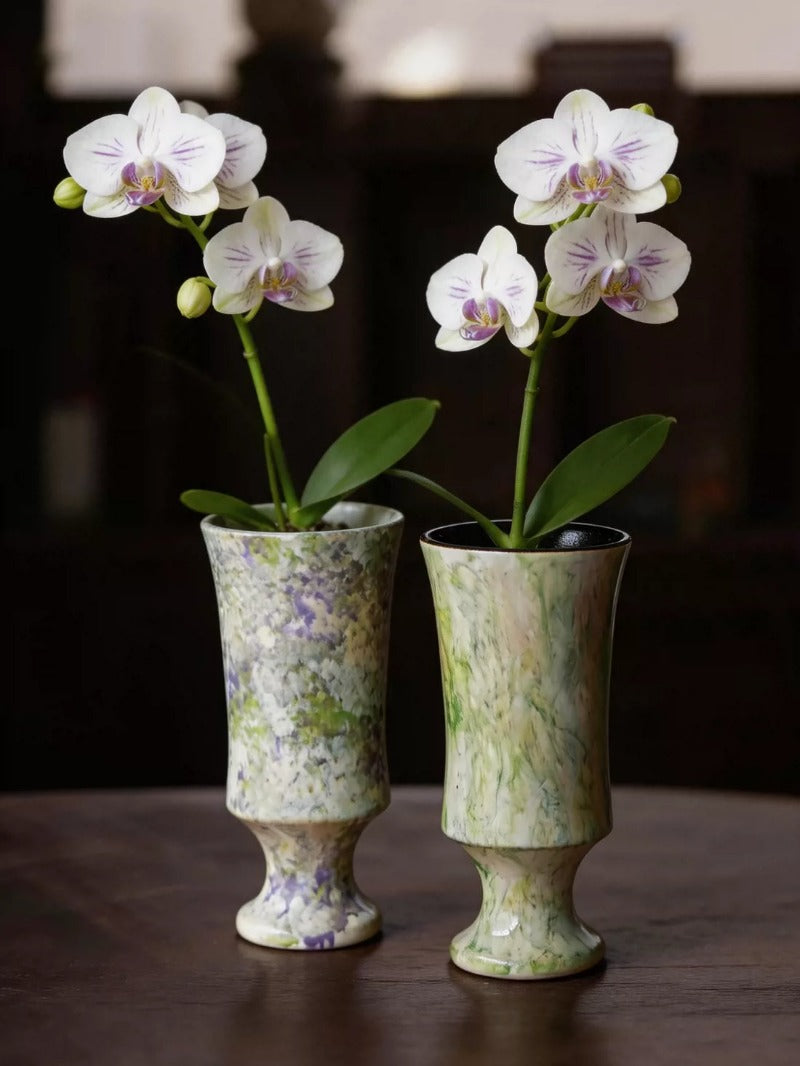Vintage High Leg Phalaenopsis Pot Jingdezhen Ceramic Desktop Planter