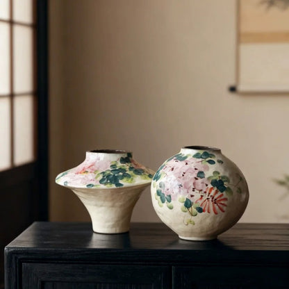Retro Hand Painted Ceramic Vase New Chinese Style High End Art Decor for Home Hotel Homestay