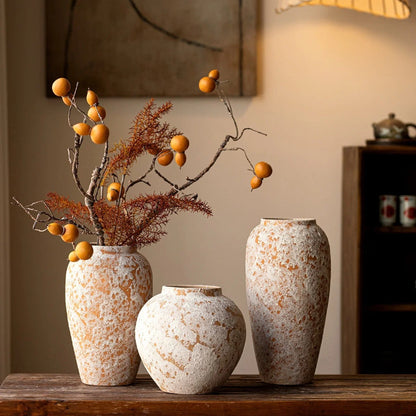 Wabi Sabi Ceramic Jar Vase New Chinese Jingdezhen Rough Pottery for Dried Flower Table Decor
